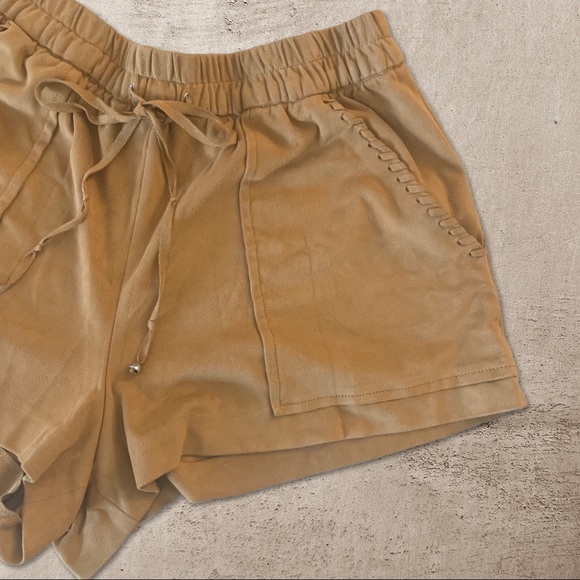 Zara Trafaluc Western Boho Faux Suede Brown Shorts - Picture 3 of 12